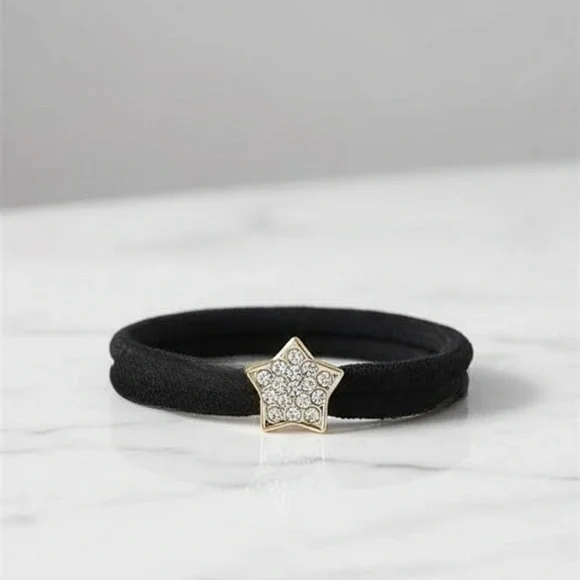 Zenana Outfitters Black Hair Tie with Gold Star Accent - Picture 2 of 4